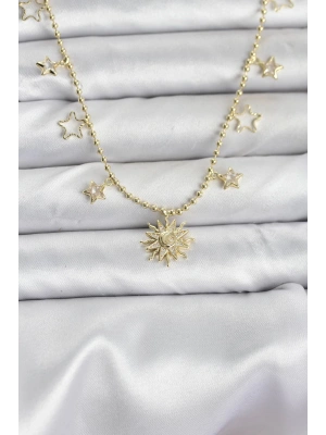 Pirinç Gold Renk Güneş Model Kadın Kolye