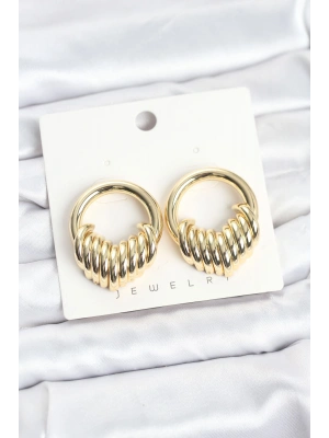 Pirinç Gold Renk Halka Sarmal Model Vintage Kadın Küpe