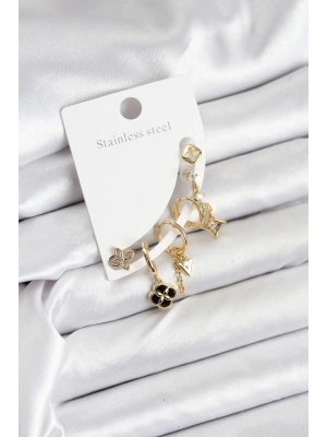 Pirinç Gold Renk Kadın Set Küpe