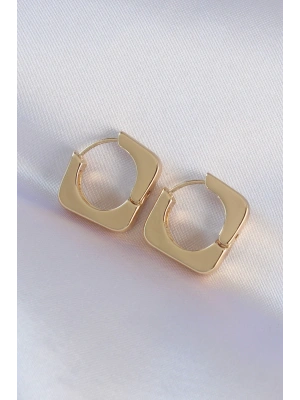 Pirinç Gold Renk Kare Küpe
