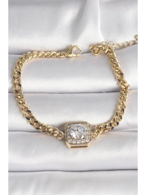 Pirinç Gold Renk Kare Zirkon Taşlı Xuping Exclusive VIP Seri Kadın Bileklik