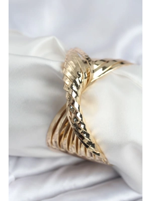 Pirinç Gold Renk Kıvrımlı Yarım Kelepçe Bileklik