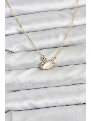 Pirinç Gold Renk Kuğu Model Kadın Kolye