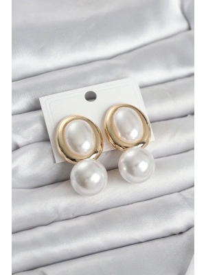 Pirinç Gold Renk Model İncili Kadın Küpe