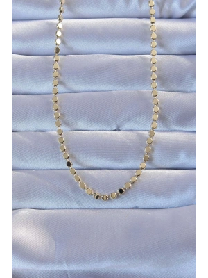 Pirinç Gold Renk Parçalı Ezme Kolye