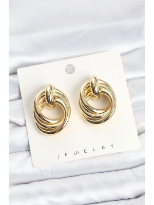 Pirinç Gold Renk Sarmal Halka Model Vintage Kadın Küpe