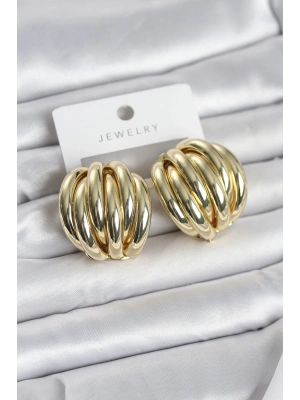 Pirinç Gold Renk Vintage Kadın Küpe