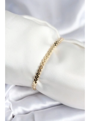 Pirinç Gold Renk Yassı Zincir Model Kadın Bileklik