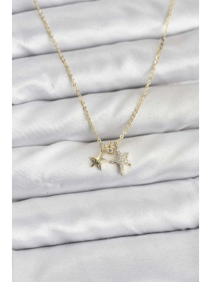 Pirinç Gold Renk Yıldız Minimal Kadın Kolye