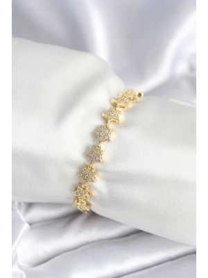 Pirinç Gold Renk Yıldız Model Kadın Bileklik