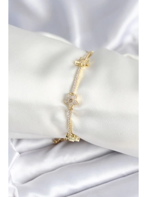 Pirinç Gold Renk Yıldız Model Kadın Bileklik