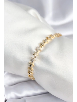 Pirinç Gold Renk Yıldız Model Kadın Bileklik