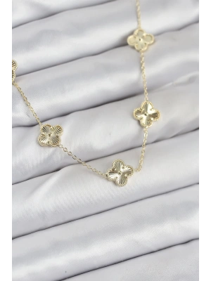 Pirinç Gold Renk Yonca Kadın Kolye