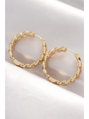Pirinç Gold Renk Zincir Model Halka Küpe