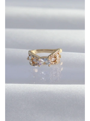 Pirinç Gold Renk Zirkon Taş Kaplama Earcuff Küpe