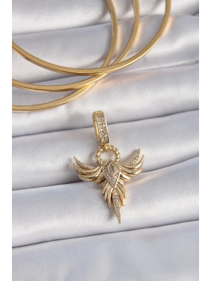Pirinç Gold Renk Zirkon Taşlı Anka Kuşu Model Ajda Charm