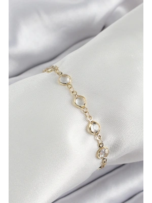 Pirinç Gold Renk Zirkon Taşlı Kadın Bileklik