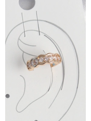 Pirinç Gold Renk Zirkon Taşlı Kadın Kıkırdak Küpe