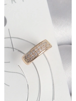 Pirinç Gold Renk Zirkon Taşlı Kadın Kıkırdak Küpe