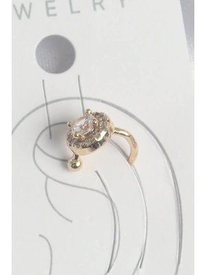 Pirinç Gold Renk Zirkon Taşlı Kadın Kıkırdak Küpe