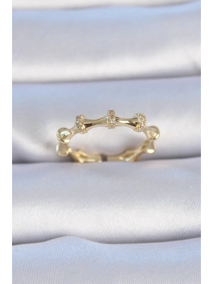 Pirinç Gold Renk Zirkon Taşlı Kadın Yüzük