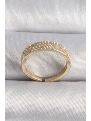 Pirinç Gold Renk Zirkon Taşlı VIP Seri Kadın Yüzük