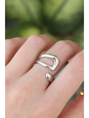 Pirinç Gümüş Renk Ayarlanabilir Yüzük