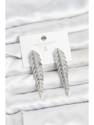 Pirinç Gümüş Renk Balık Sırtı Model Zirkon Taşlı Kadın Küpe