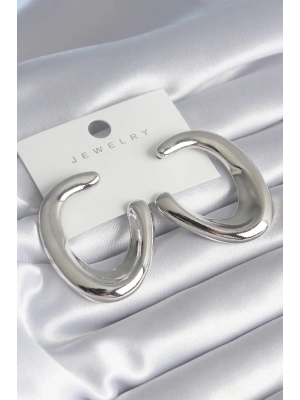 Pirinç Gümüş Renk Halka Model Kadın Küpe