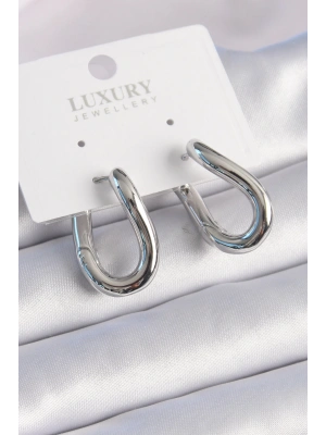 Pirinç Gümüş Renk Halka Model Kadın Küpe