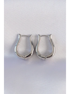 Pirinç Gümüş Renk İçi Boş Gül Küpe