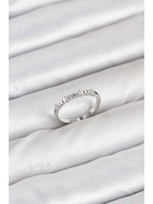 Pirinç Gümüş Renk Lazer Kesim Kadın Yüzük