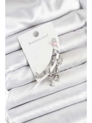 Pirinç Gümüş Renk Set Küpe