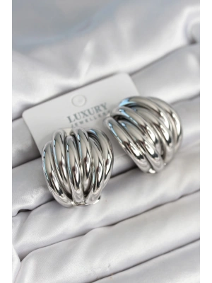 Pirinç Gümüş Renk Vintage Kadın Küpe