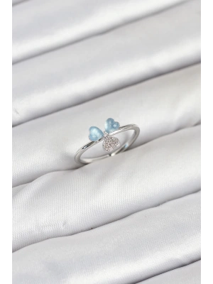 Pirinç Gümüş Renk Yonca Model Kadın Yüzük