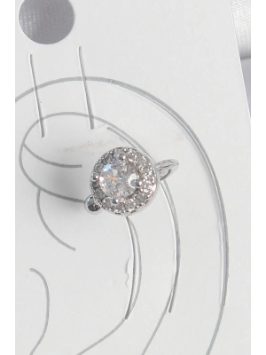 Pirinç Gümüş Renk Zirkon Taşlı Kadın Kıkırdak Model Küpe