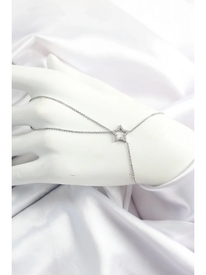 Pirinç Gümüş Renk Zirkon Taşlı Yıldız Model Şahmeran