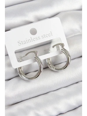 Pirinç Halka Model Gümüş Renk Kadın Küpe