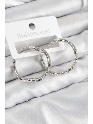 Pirinç Halka Model Gümüş Renk Kadın Küpe