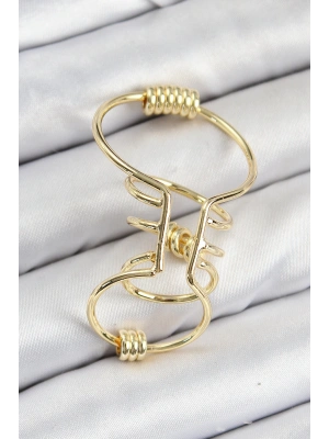 Pirinç Halkalı Model Gold Renk Kıkırdak Küpe