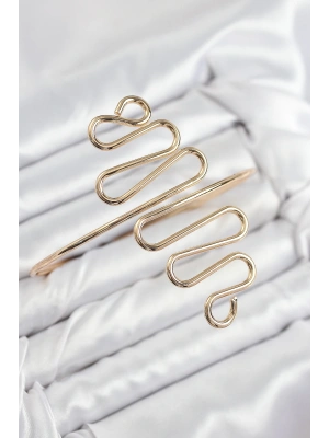 Pirinç Kıvrımlı Model Gold Renk Kadın Pazu Bileklik