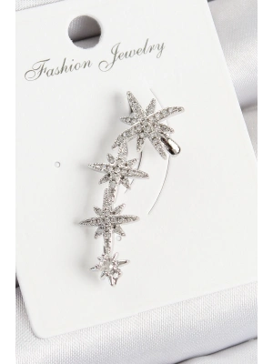 Pirinç Kutup Yıldızı Model Gümüş Renk Sağ Kıkırdak Küpe