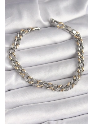 Pirinç Mix Renk Zirkon Taşlı Zincir Model VIP Seri Kadın Bileklik