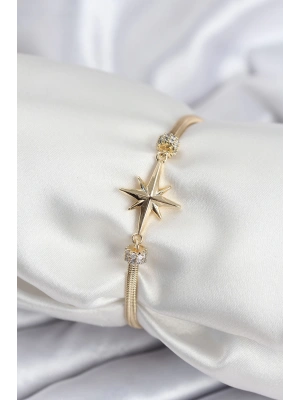 Pirinç VIP Seri Gold Renk Kutup Yıldızı Model Kadın Bileklik