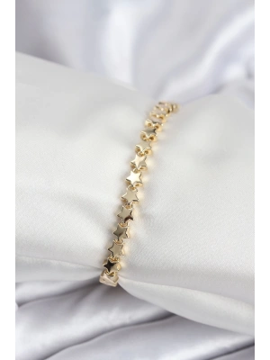 Pirinç VIP Seri Gold Renk Sıralı Yıldız Model Kadın Bileklik