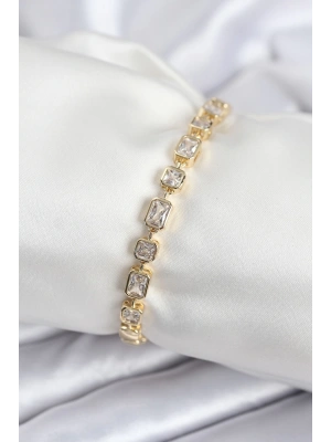 Pirinç VIP Seri Zirkon Taşlı Gold Renk Kadın Bileklik