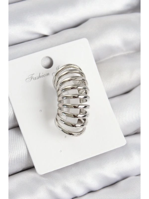 Pirinç Yay Model Gümüş Renk Sağ Kıkırdak Küpe