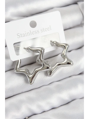 Pirinç Yıldız Model Gümüş Renk Kadın Küpe