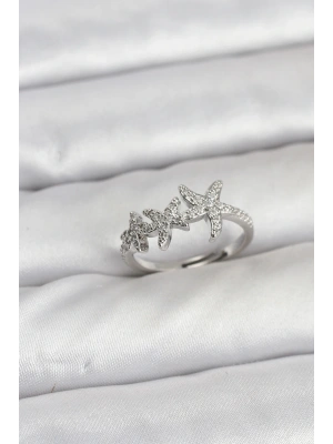 Pirinç Yıldız Model Gümüş Renk Kadın Yüzük