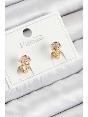 Pirinç Zirkon Taşlı Dondurma Model Gold Renk Çocuk Küpe